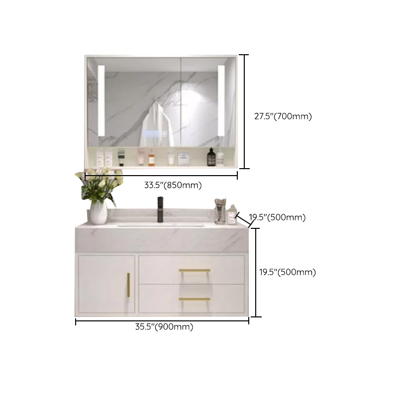 Bathroom Vanity Set Single-Sink Wall-Mounted Mirror Included Drawers Bathroom Vanity