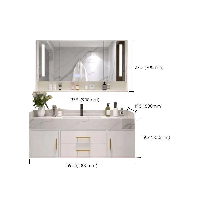 Bathroom Vanity Set Single-Sink Wall-Mounted Mirror Included Drawers Bathroom Vanity