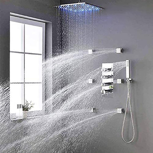 Shower System Ceiling Mounted Massage Jets Square Rain Shower Head Shower Trim