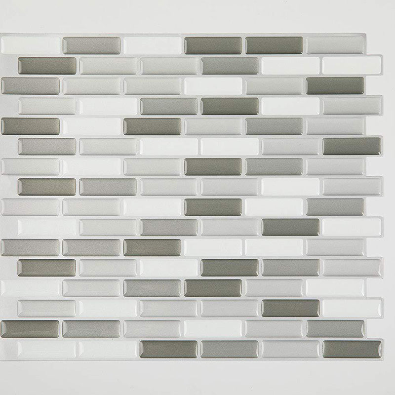 PVC Peel & Stick Tile Subway Rectangle Stain Resistant Peel & Stick Tile for Kitchen