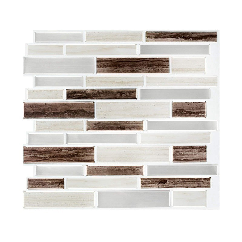 PVC Peel & Stick Tile Subway Rectangle Stain Resistant Peel & Stick Tile for Kitchen