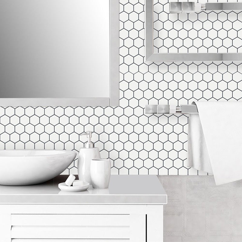 Peel and Stick Wall Tile Water Resistant Hexagonal PVC Peel and Stick Wall Tile