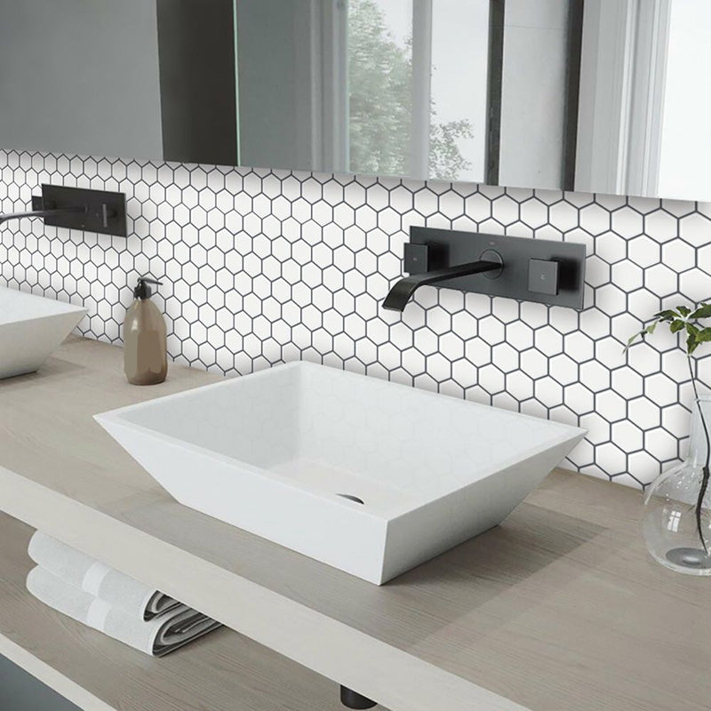 Peel and Stick Wall Tile Water Resistant Hexagonal PVC Peel and Stick Wall Tile