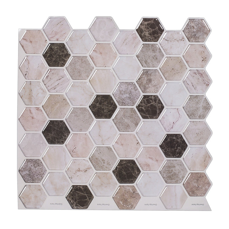 Peel and Stick Tile Waterproof Hexagonal Plastic Peel and Stick Tile for Shower