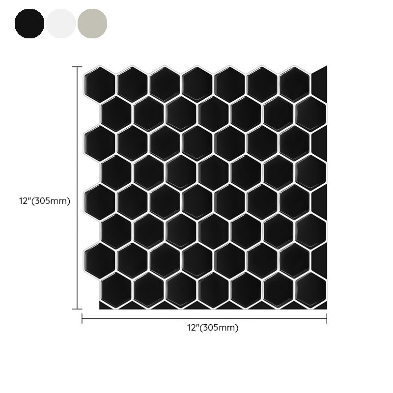 Hexagonal Peel & Stick Tile Stain Resistant Plastic Peel & Stick Tile for Shower