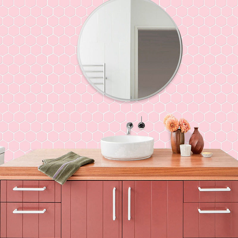 Peel and Stick Tiles Solid Color Hexagonal Scratch Resistant Peel and Stick Tiles