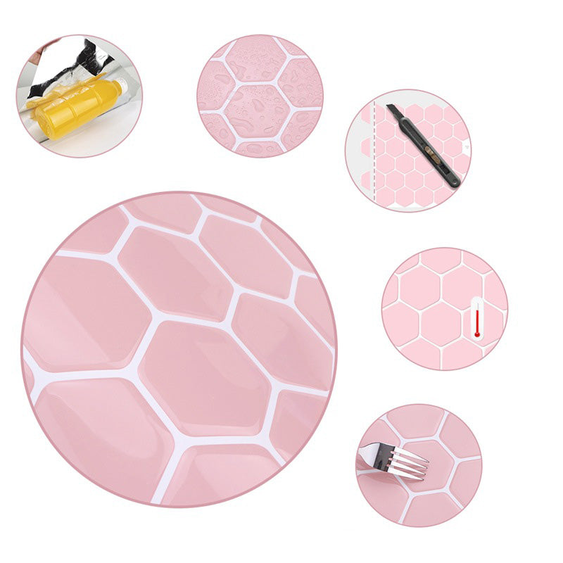 Peel and Stick Tiles Solid Color Hexagonal Scratch Resistant Peel and Stick Tiles