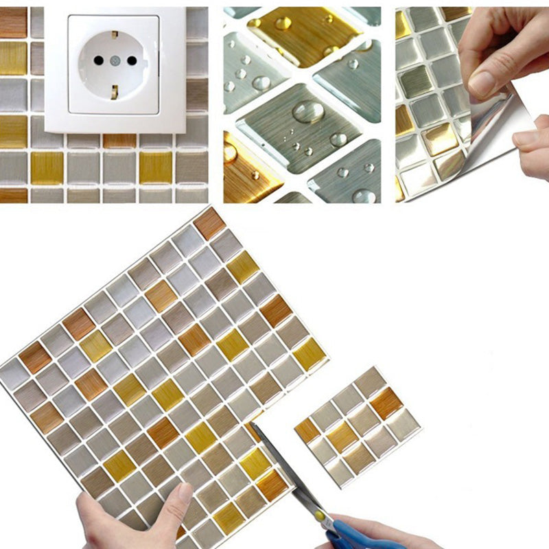 Peel and Stick Tile Mosaic Stain Resistant Square Peel and Stick Tile for Kitchen