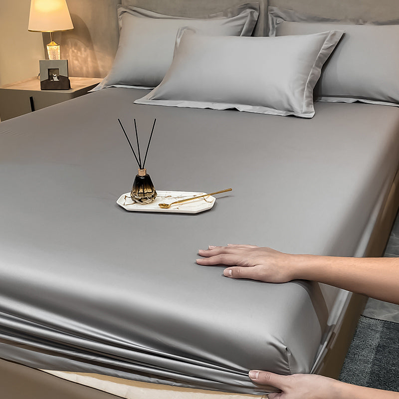 Breathable Sheet Solid Color Sateen Weave Fade Resistant Fitted Sheet