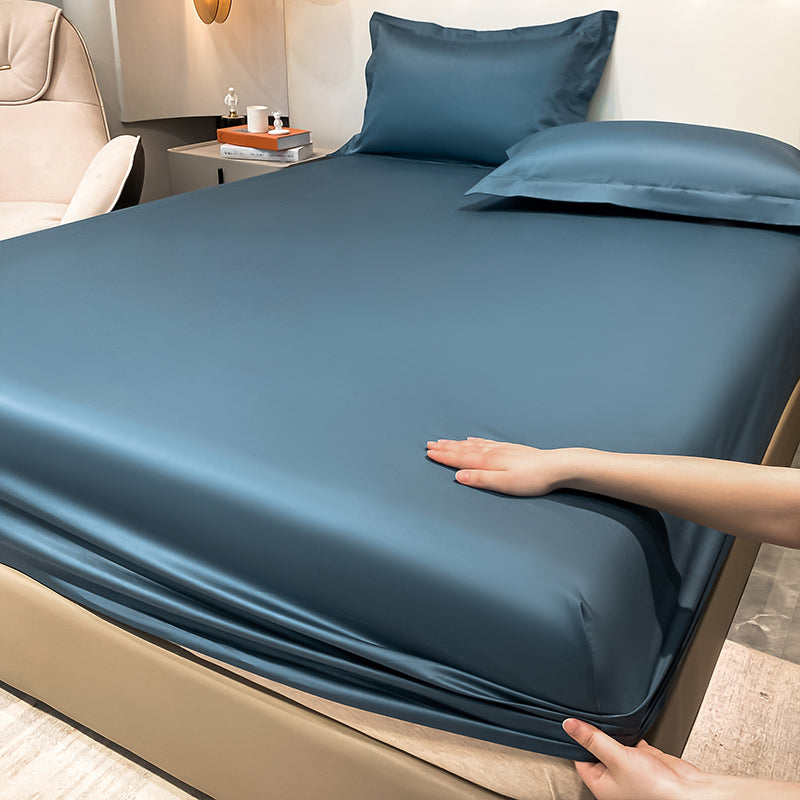 Sateen Weave Fitted Sheet Whole Colored Breathable Dust Mite Resistant Sheet