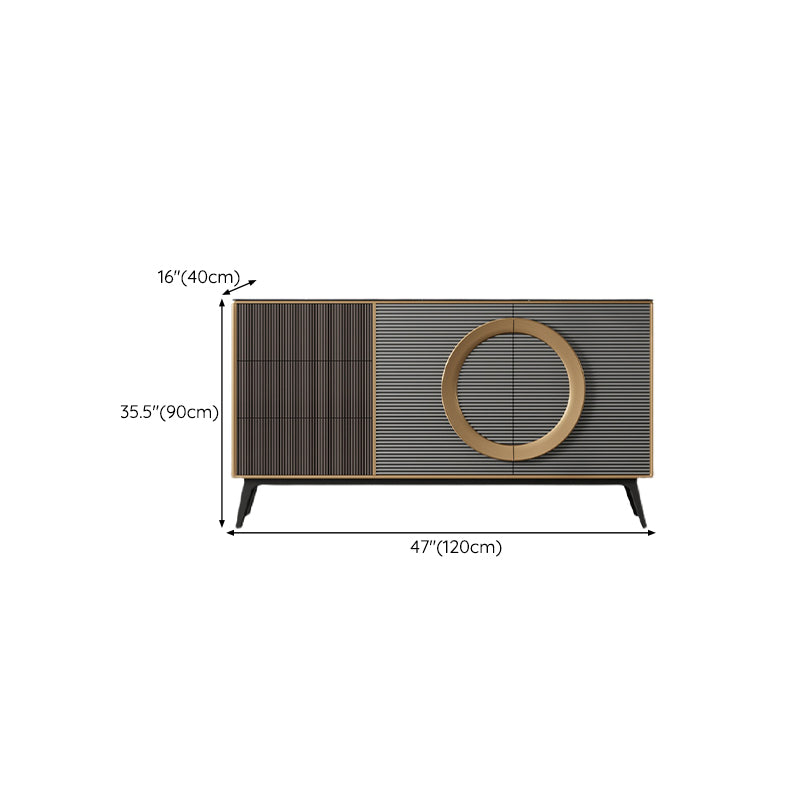 Modern Style Buffet Table Stone Side Board with Cabinets and Drawers