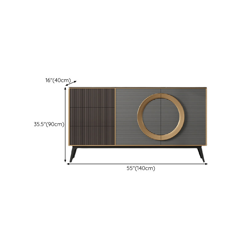 Modern Style Buffet Table Stone Side Board with Cabinets and Drawers