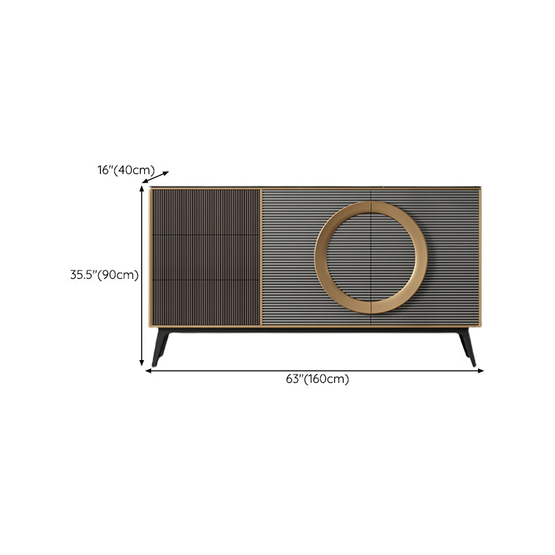 Modern Style Buffet Table Stone Side Board with Cabinets and Drawers