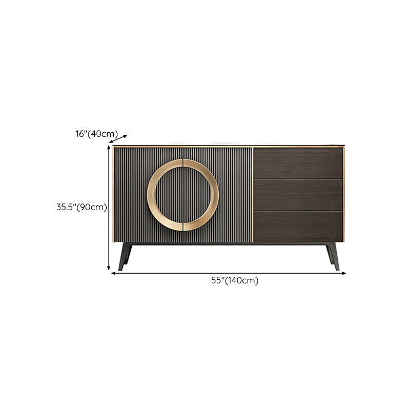 Modern Style Buffet Table Stone Side Board with Cabinets and Drawers