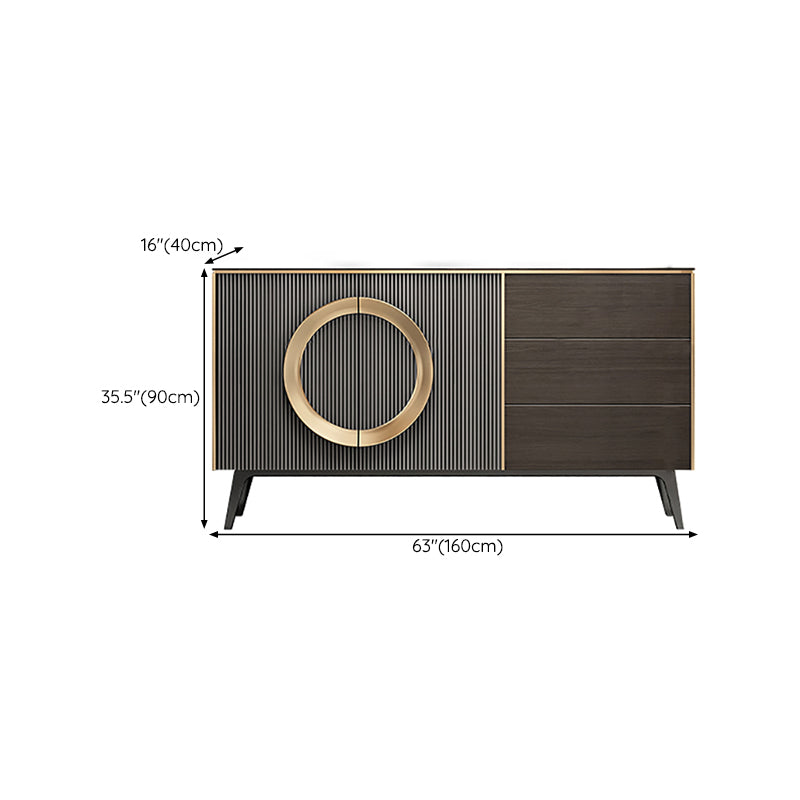 Modern Style Buffet Table Stone Side Board with Cabinets and Drawers