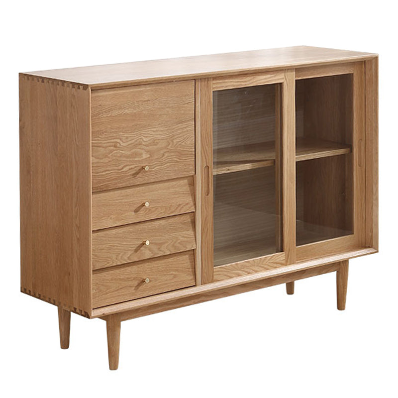 Solid Wood Buffet Table Modern Sideboard with Cabinets and Drawers