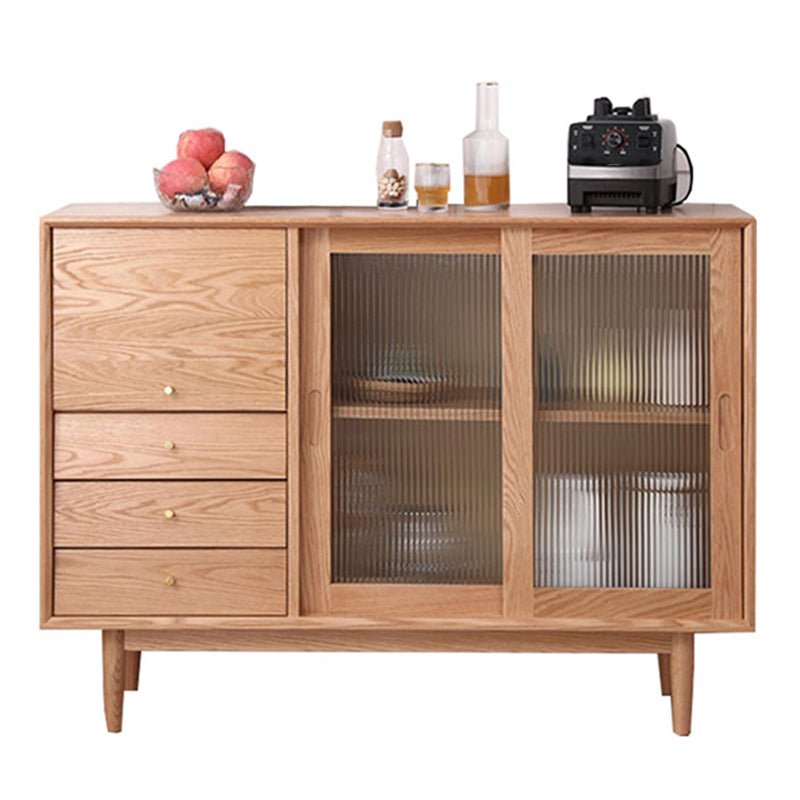 Solid Wood Buffet Table Modern Sideboard with Cabinets and Drawers