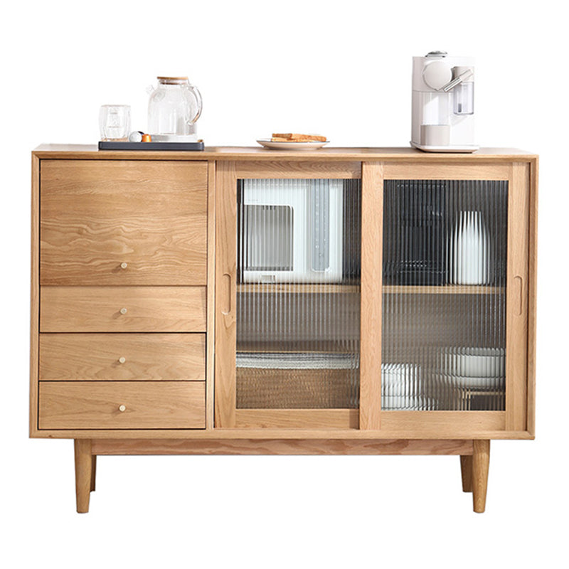 Solid Wood Buffet Table Modern Sideboard with Cabinets and Drawers