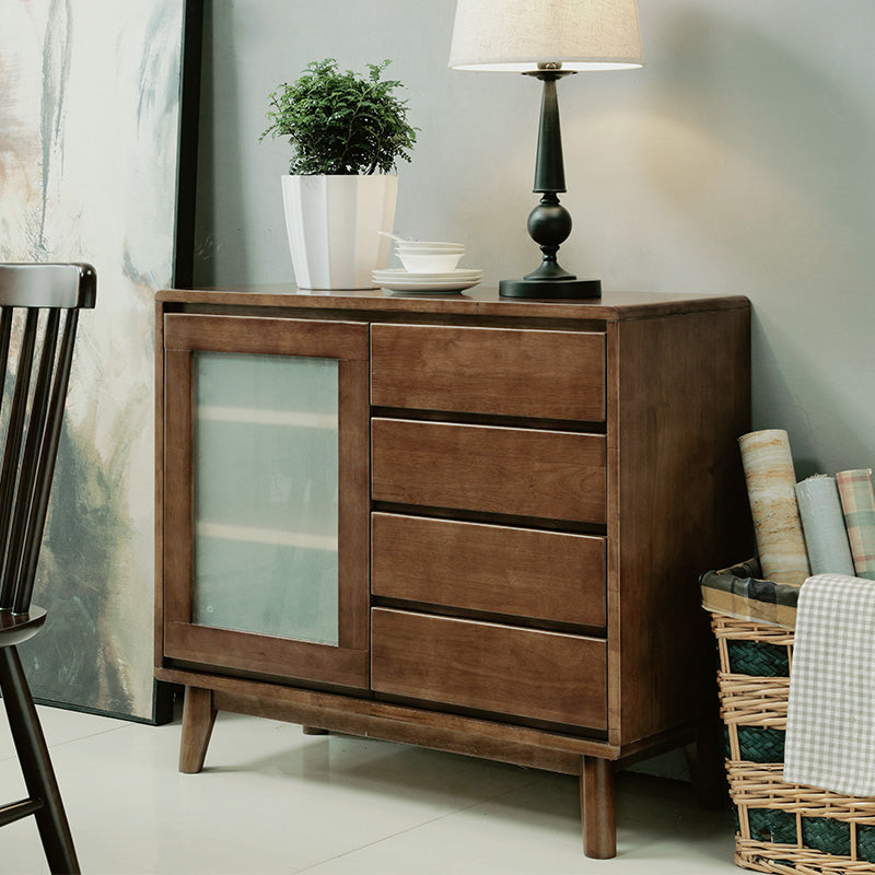 Solid Wood Buffet Table Modern 31.5-inch Side Board with Cabinet and Drawers