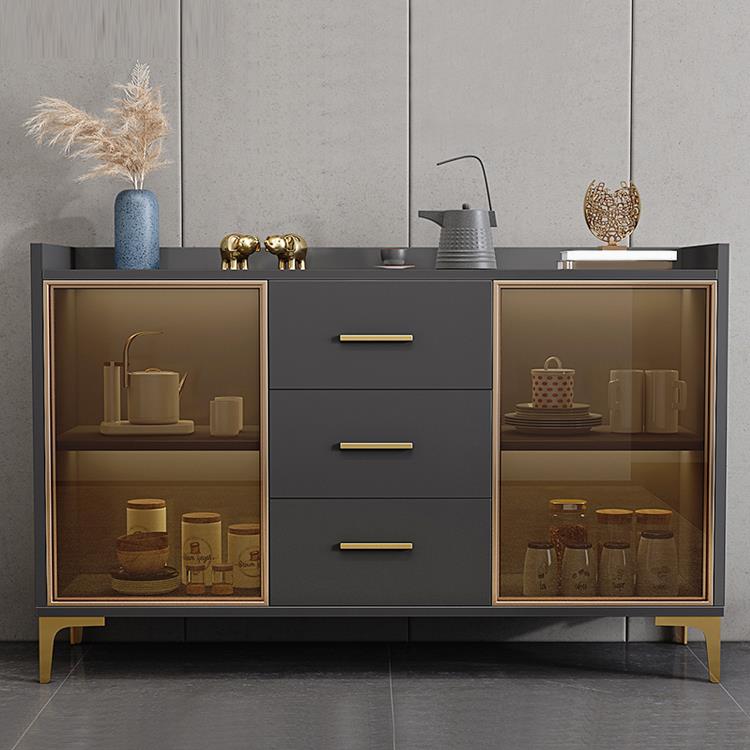 Wood Buffet Table Glam Style Side Board with Cabinet and Drawers