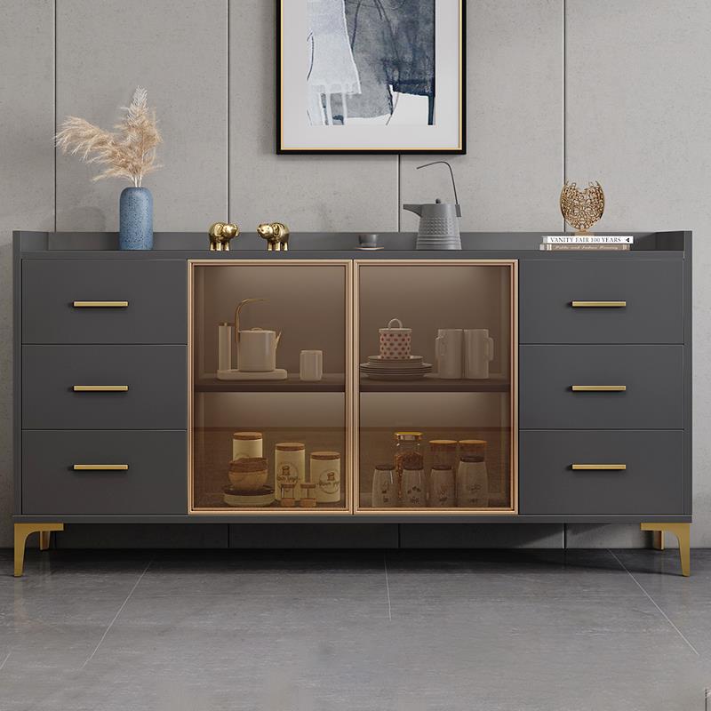 Wood Buffet Table Glam Style Side Board with Cabinet and Drawers