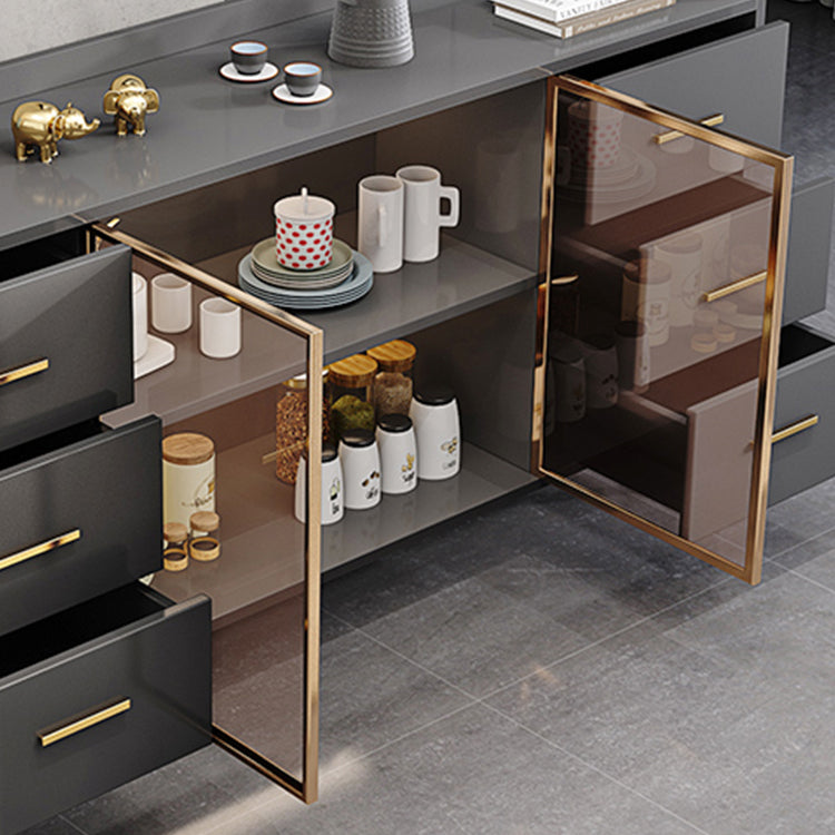 Wood Buffet Table Glam Style Side Board with Cabinet and Drawers