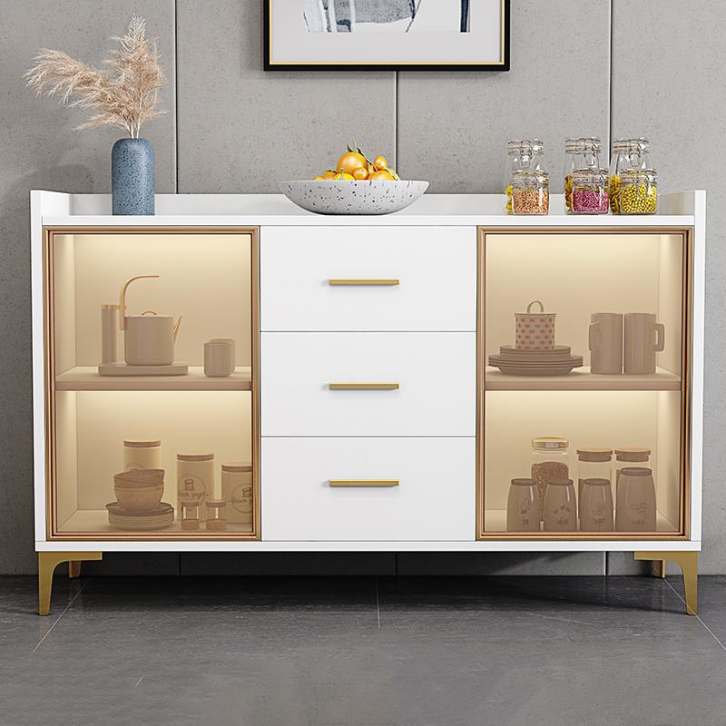 Wood Buffet Table Glam Style Side Board with Cabinet and Drawers