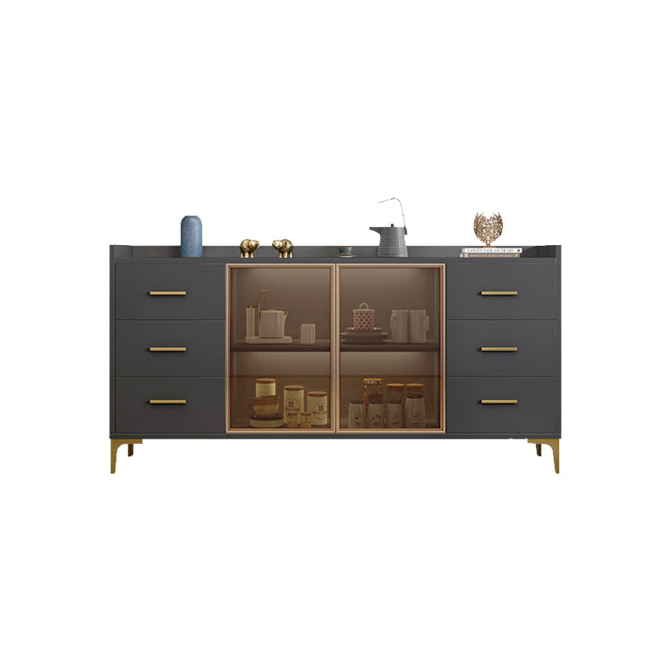 Wood Buffet Table Glam Style Side Board with Cabinet and Drawers