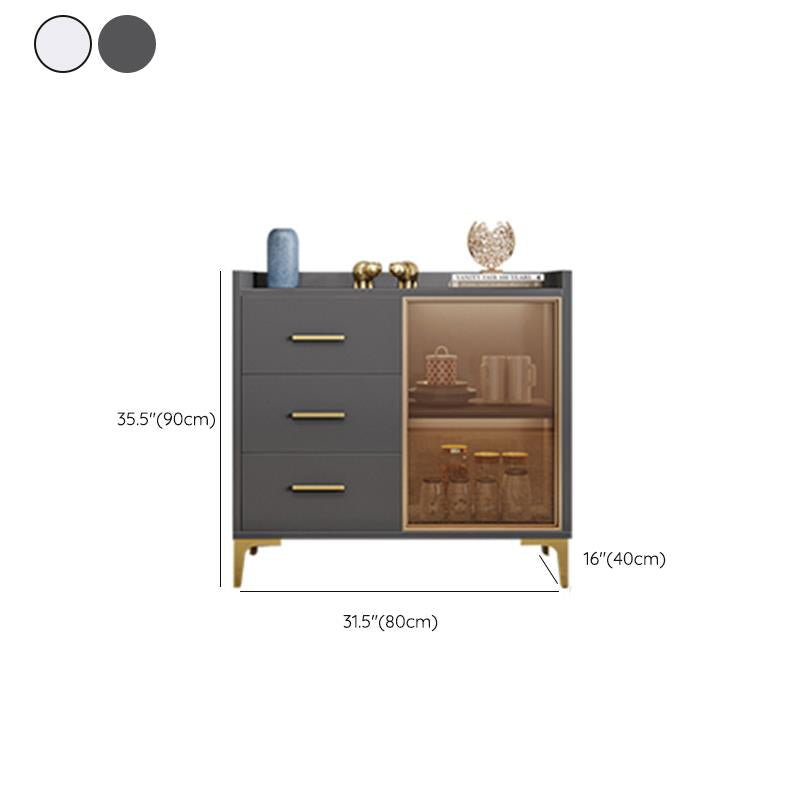 Wood Buffet Table Glam Style Side Board with Cabinet and Drawers