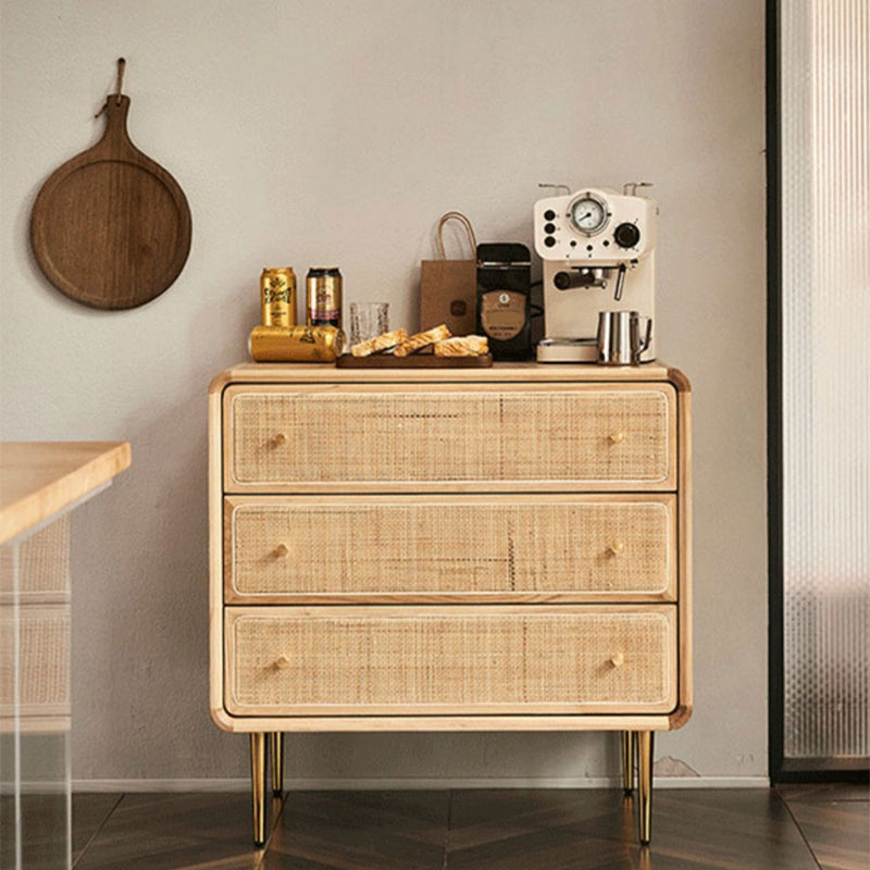 Solid Wood Buffet Table Modern Style Side Board with Drawers