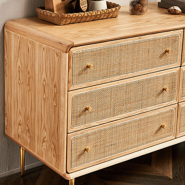 Solid Wood Buffet Table Modern Style Side Board with Drawers