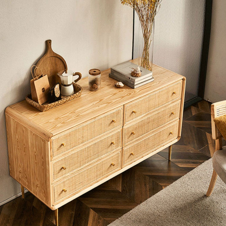 Solid Wood Buffet Table Modern Style Side Board with Drawers