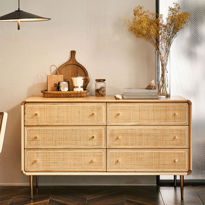 Solid Wood Buffet Table Modern Style Side Board with Drawers