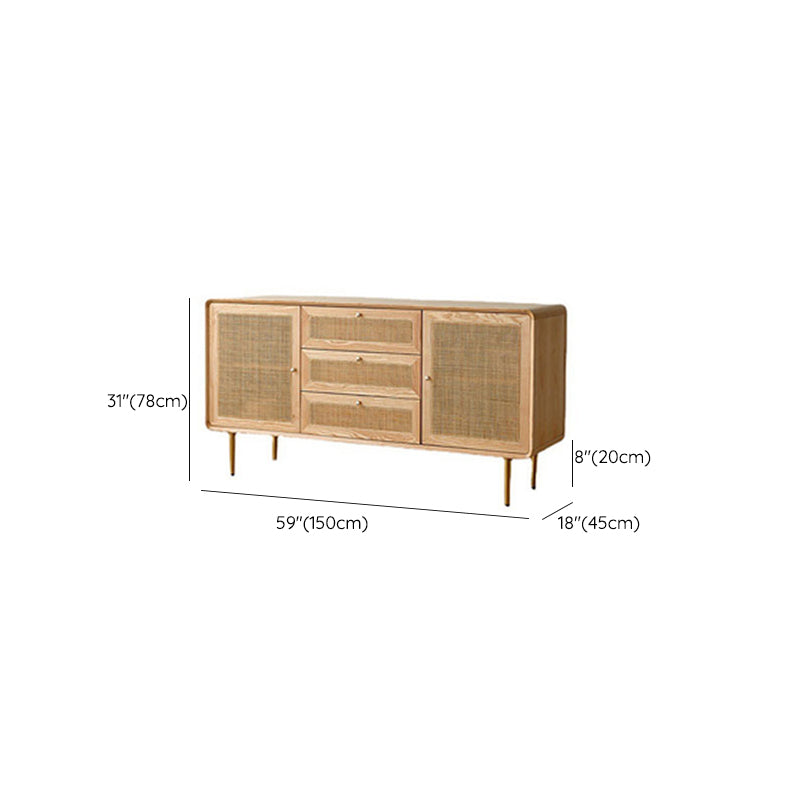 Solid Wood Buffet Table Modern Style Side Board with Drawers