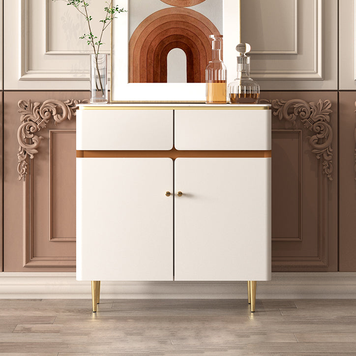 Beige Dining Buffet with Drawers Glam Sideboard Cabinet for Kitchen