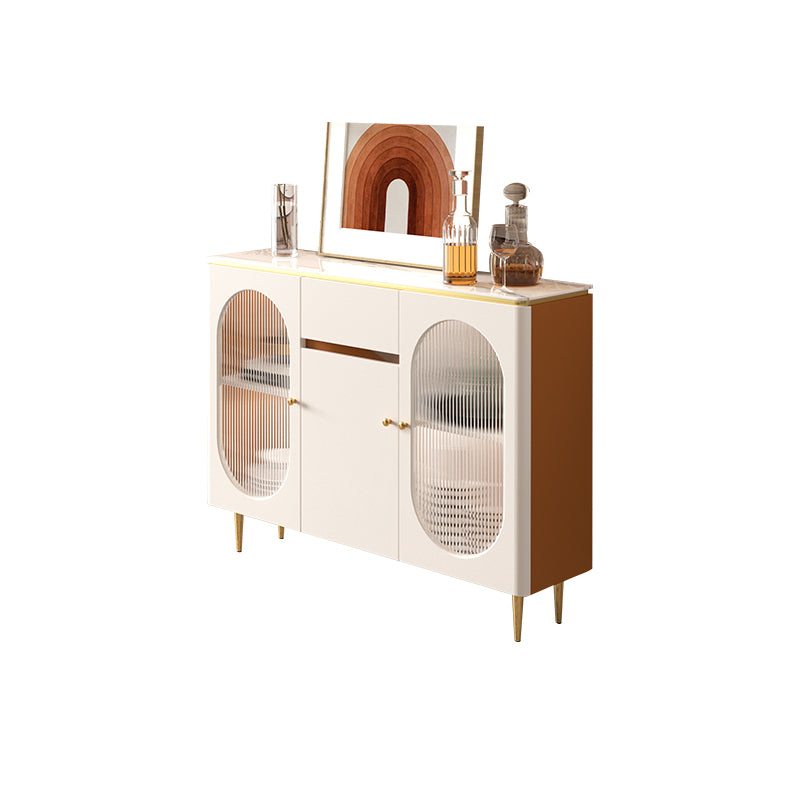 Beige Dining Buffet with Drawers Glam Sideboard Cabinet for Kitchen