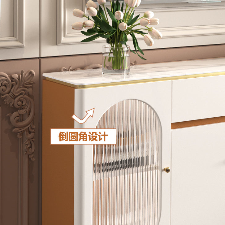 Beige Dining Buffet with Drawers Glam Sideboard Cabinet for Kitchen