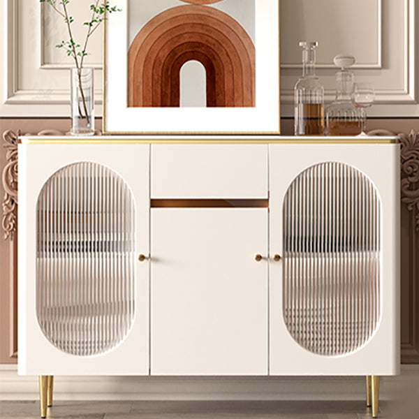 Beige Dining Buffet with Drawers Glam Sideboard Cabinet for Kitchen