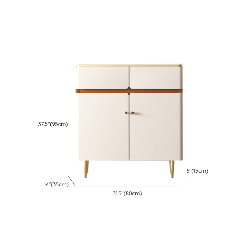 Beige Dining Buffet with Drawers Glam Sideboard Cabinet for Kitchen