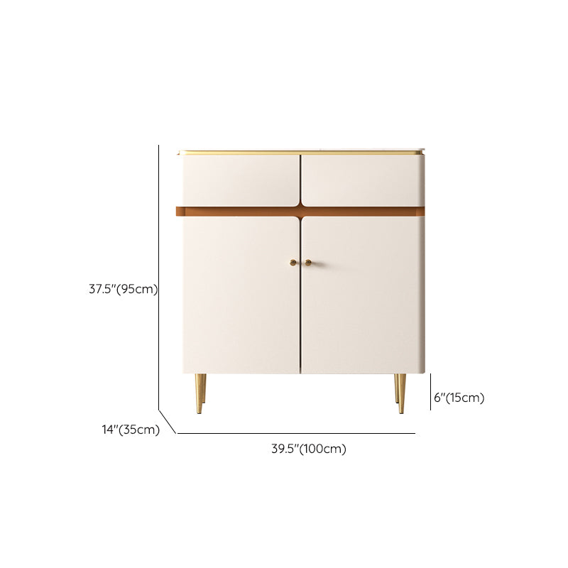 Beige Dining Buffet with Drawers Glam Sideboard Cabinet for Kitchen