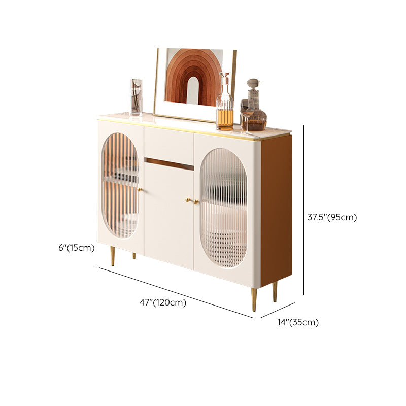Beige Dining Buffet with Drawers Glam Sideboard Cabinet for Kitchen