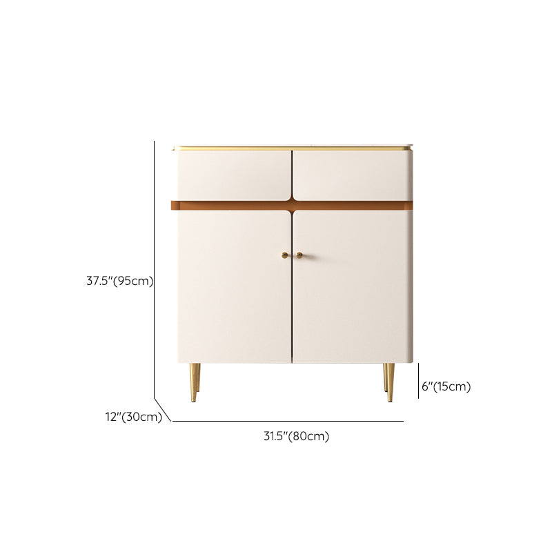 Beige Dining Buffet with Drawers Glam Sideboard Cabinet for Kitchen