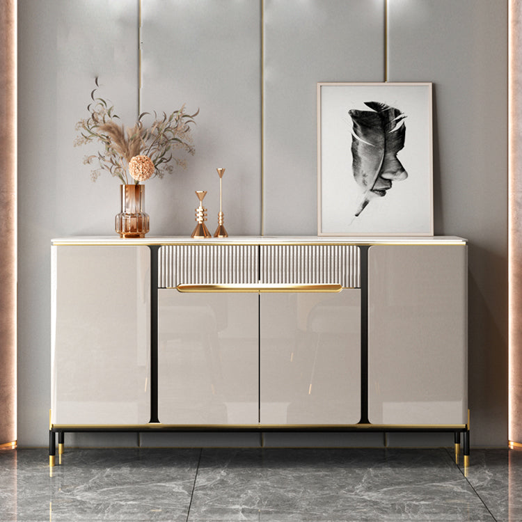 Glam Sideboard Table with Drawers Stone and Engineered Wood Dining Server