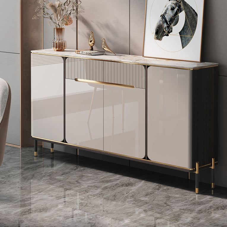 Glam Sideboard Table with Drawers Stone and Engineered Wood Dining Server