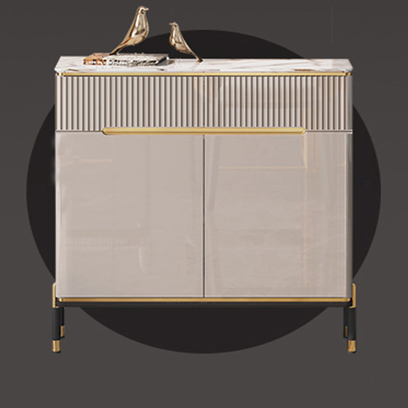 Glam Sideboard Table with Drawers Stone and Engineered Wood Dining Server