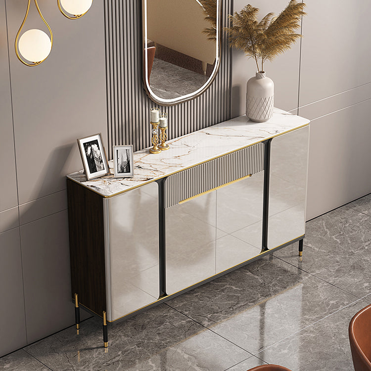 Glam Sideboard Table with Drawers Stone and Engineered Wood Dining Server