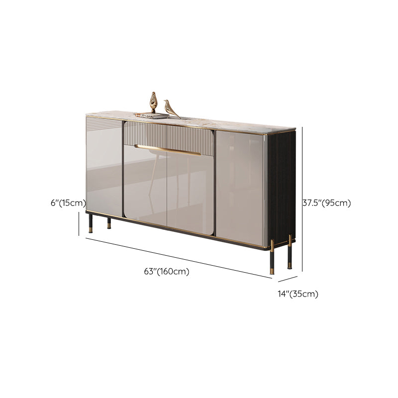 Glam Sideboard Table with Drawers Stone and Engineered Wood Dining Server