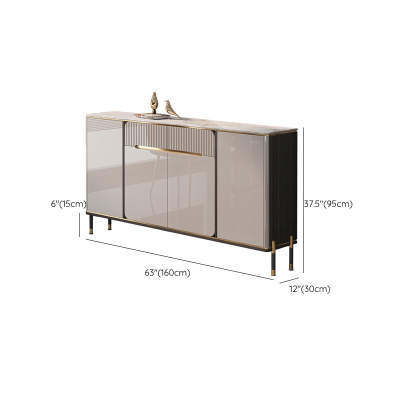 Glam Sideboard Table with Drawers Stone and Engineered Wood Dining Server