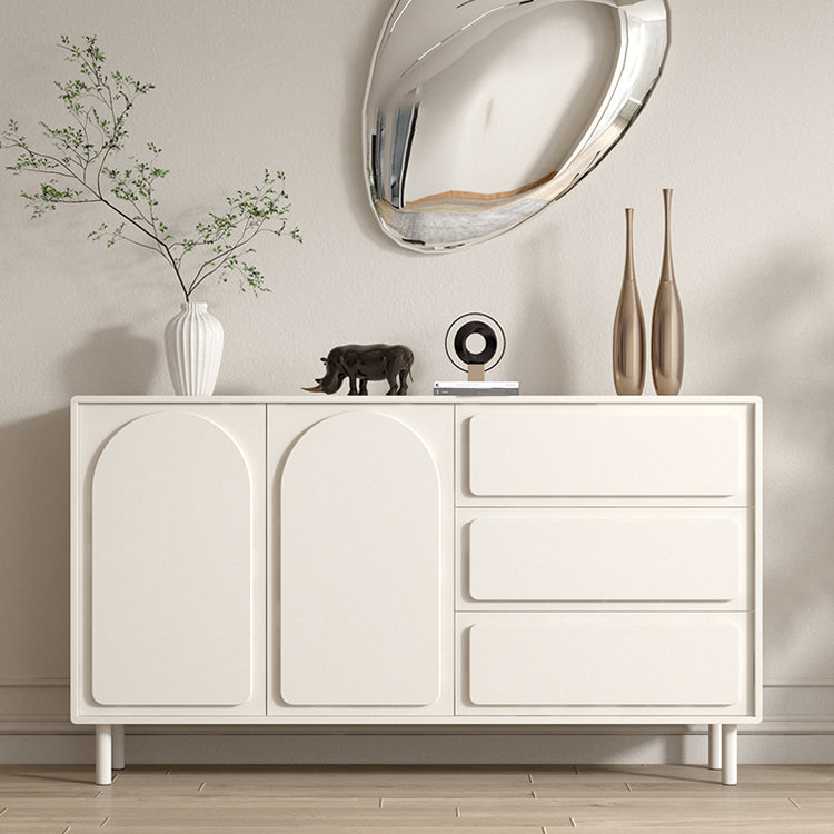 Contemporary Dining Server White Engineered Wood Sideboard Table