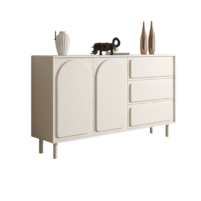 Contemporary Dining Server White Engineered Wood Sideboard Table